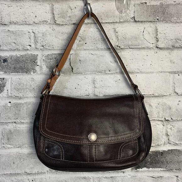 Coach Vintage 90s Chelsea Pebbled Brown Leather Shoulder Bag Handbag Purse - Picture 1 of 16